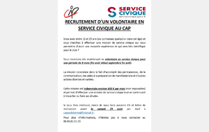 Recherche d'un volontaire en service civique au CAP